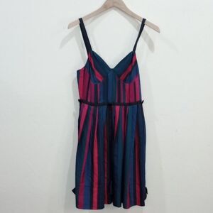 Marc Jacobs Striped Party Dress With Button And Bow Accents, Size 4